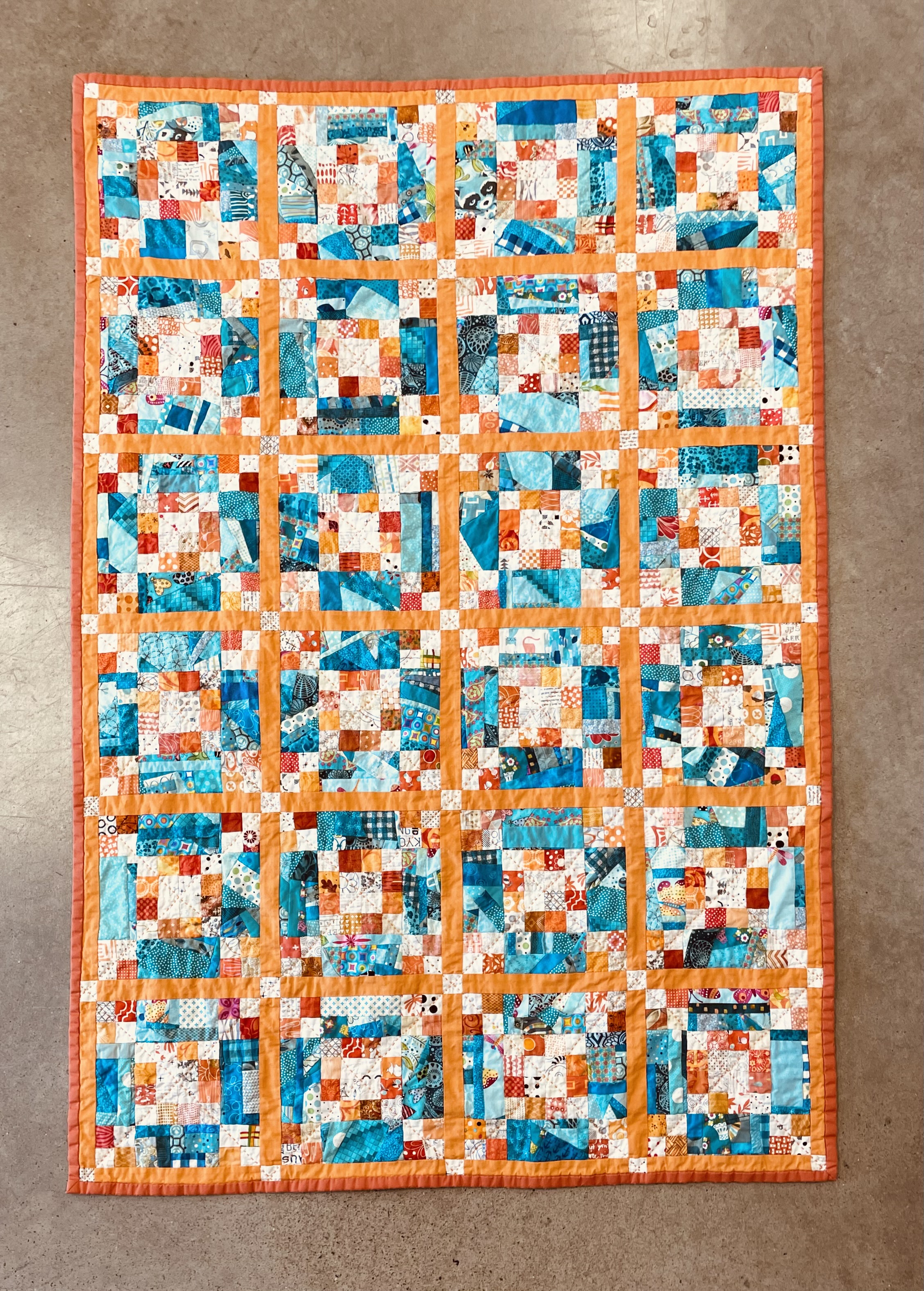 Orange Turquoise Irish Chain